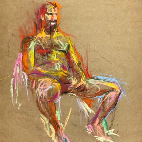 pastel drawing of male model sitting