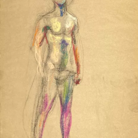 pastel drawing of standing male model