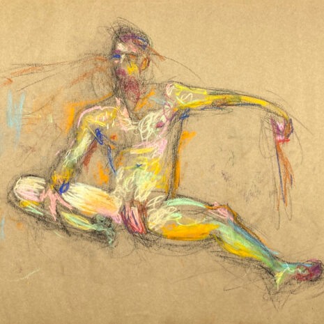 pastel drawing naked male model sitting