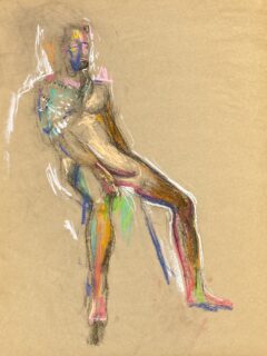 pastel drawing of male model sitting