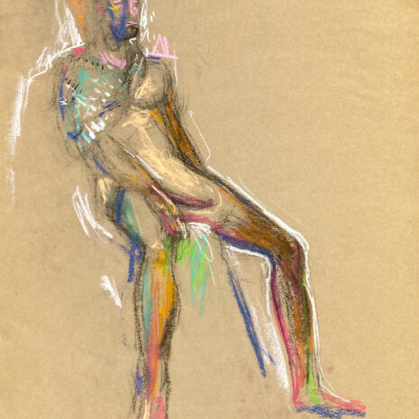 pastel drawing of male model sitting