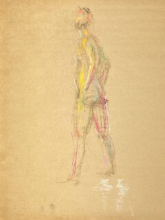 pastel drawing of semi naked male model in seducing pose