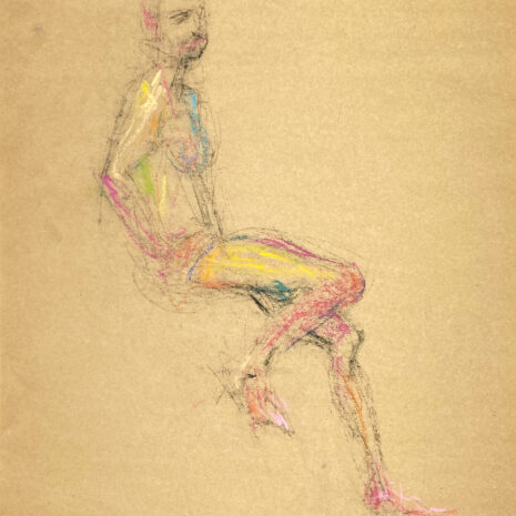 pastel drawing of sitting male model