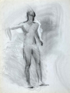 charcoal drawing of male model standing