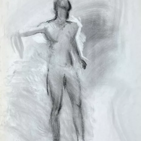 charcoal drawing of male model standing