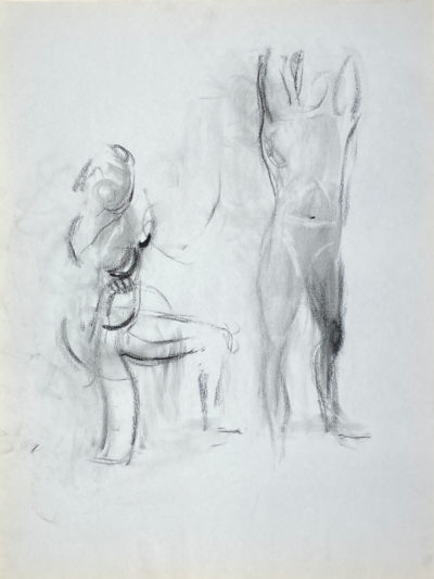 charcoal drawing of two male models