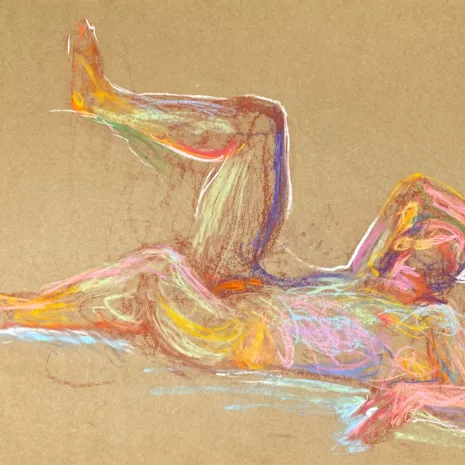 pastel drawing of male model reclining