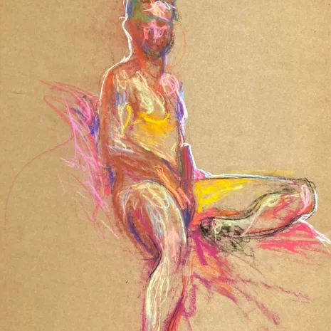 pastel drawing of male model aroused