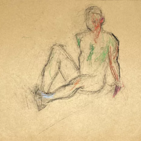 pastel drawing of male model sitting