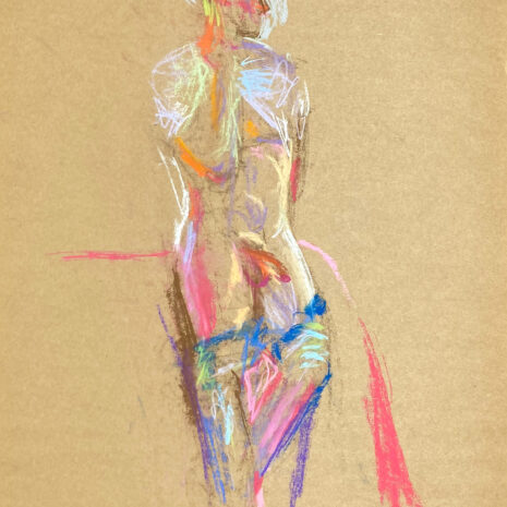 pastel drawing of standing male model