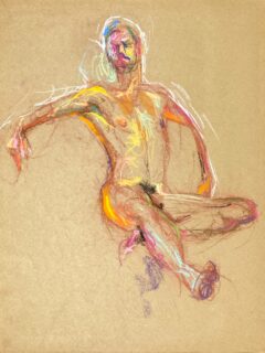 pastel drawing of sitting male model