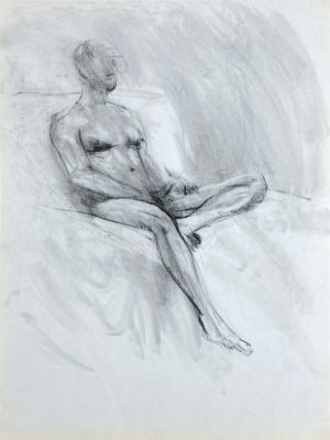 charcoal drawing of naked man