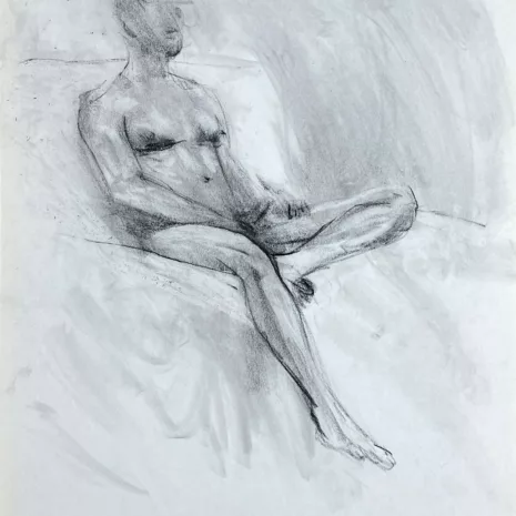 charcoal drawing of naked man