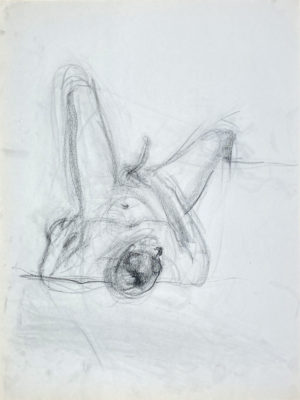 charcoal drawing of naked male model masturbating