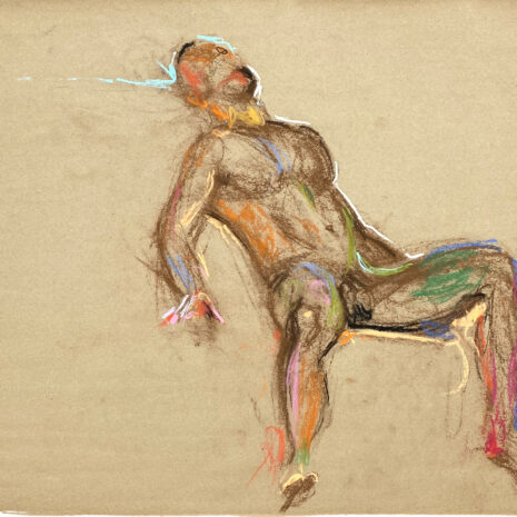 pastel drawing of male model reclining