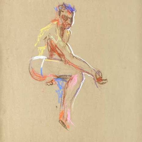 pastel drawing of male model in jocks