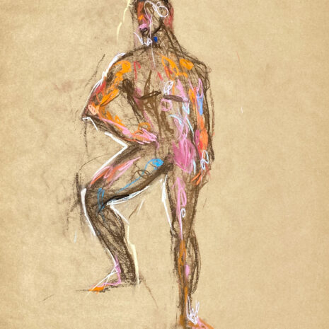 pastel drawing of male model naked