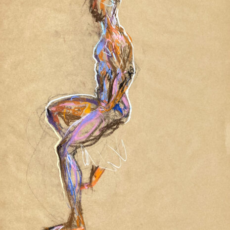 pastel drawing of sitting male model