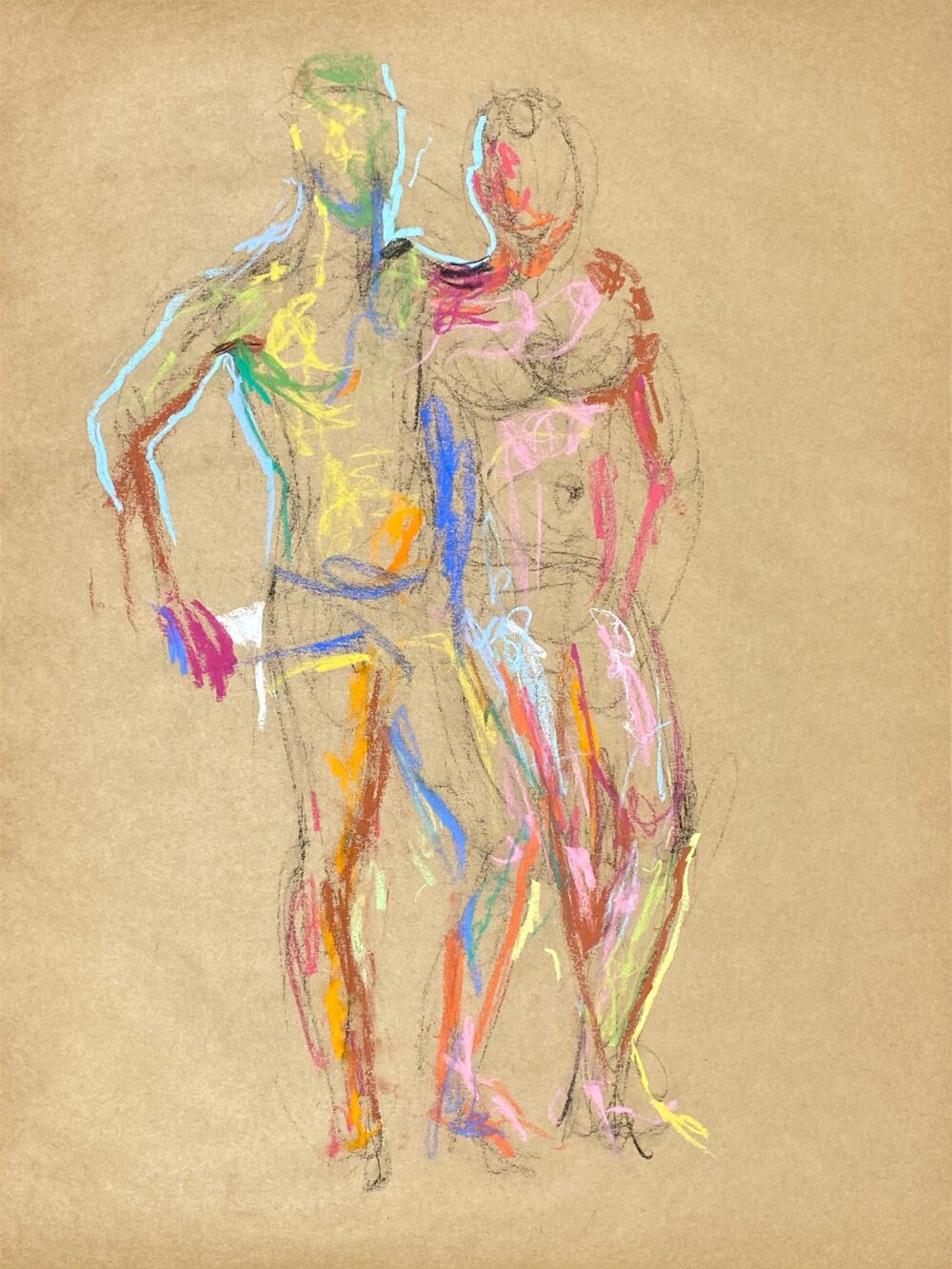 10-minute Jon & Mitch pastel drawing of two male models standing