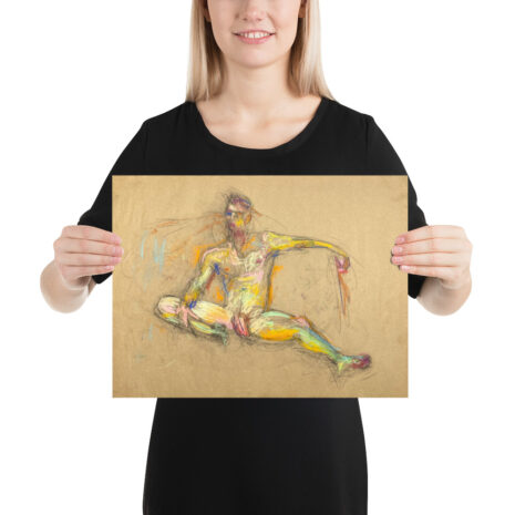 female model holding print