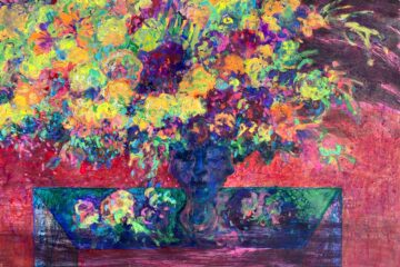 Flowers in Electric Light. 2020 Acrylic and tempera on cardboard 30" x 40" (76.2 x 101.6 cm)