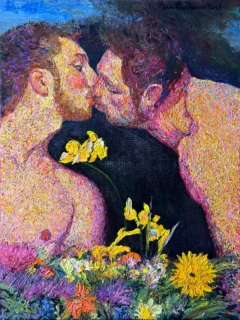 Kiss. 2023. Oil on canvas. 18″ x 24″ (46 cm. x 61 cm.)