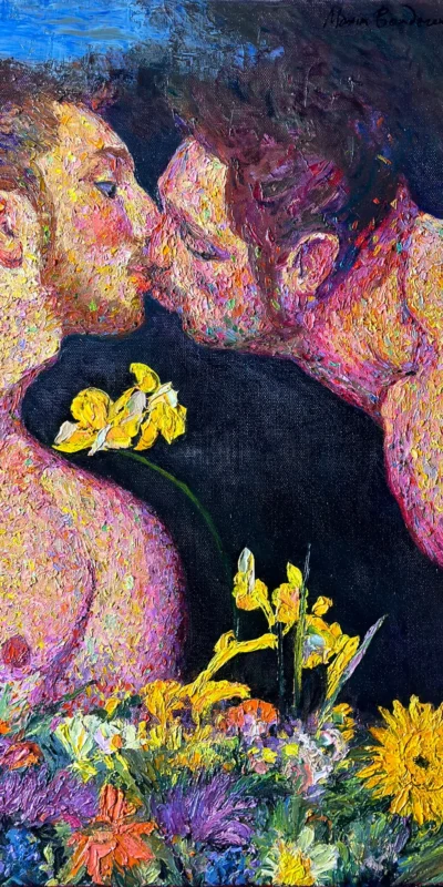 Kiss. 2023. Oil on canvas. 18″ x 24″ (46 cm. x 61 cm.)